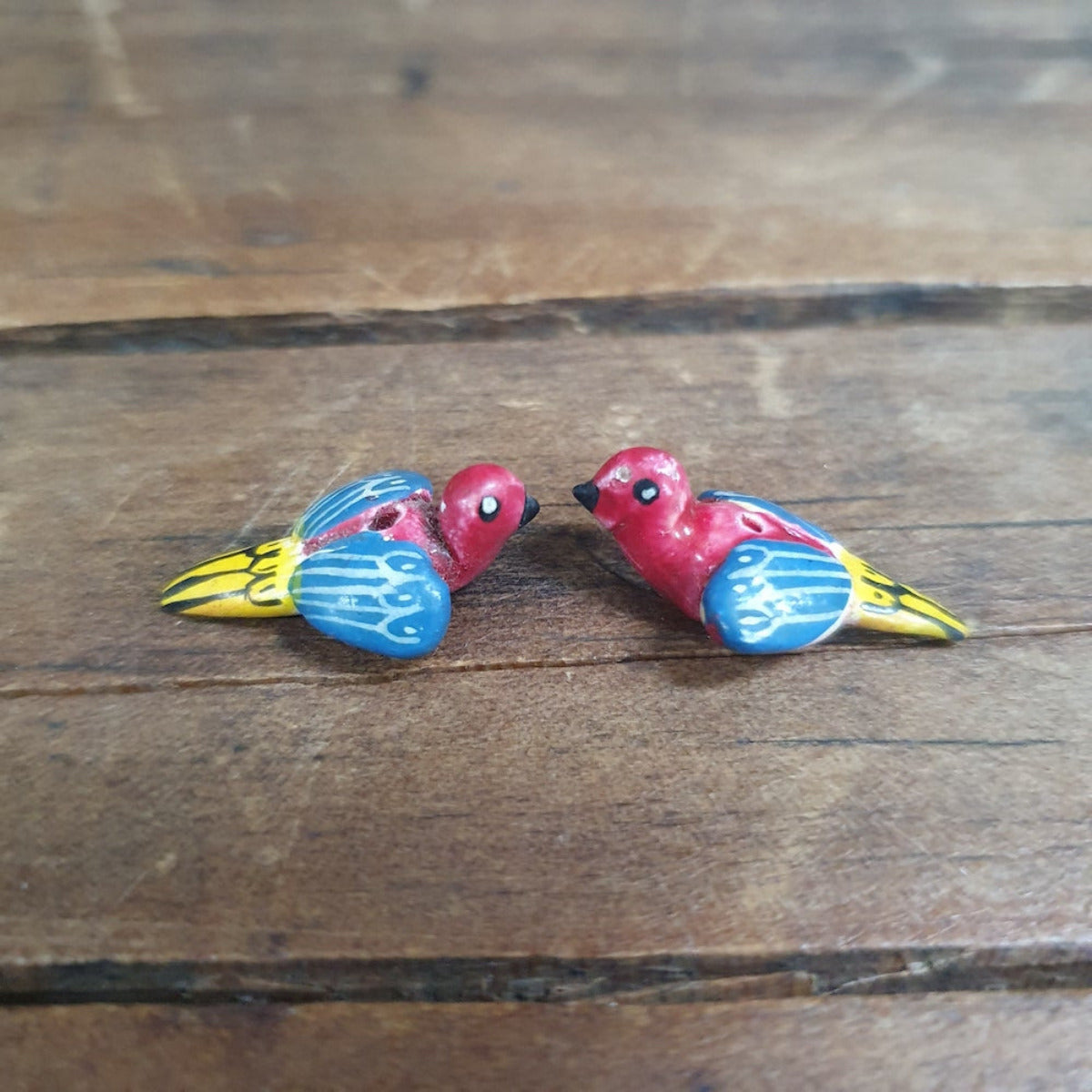 Rare Hand Made & Painted Clay Birds from Peru (2) #43