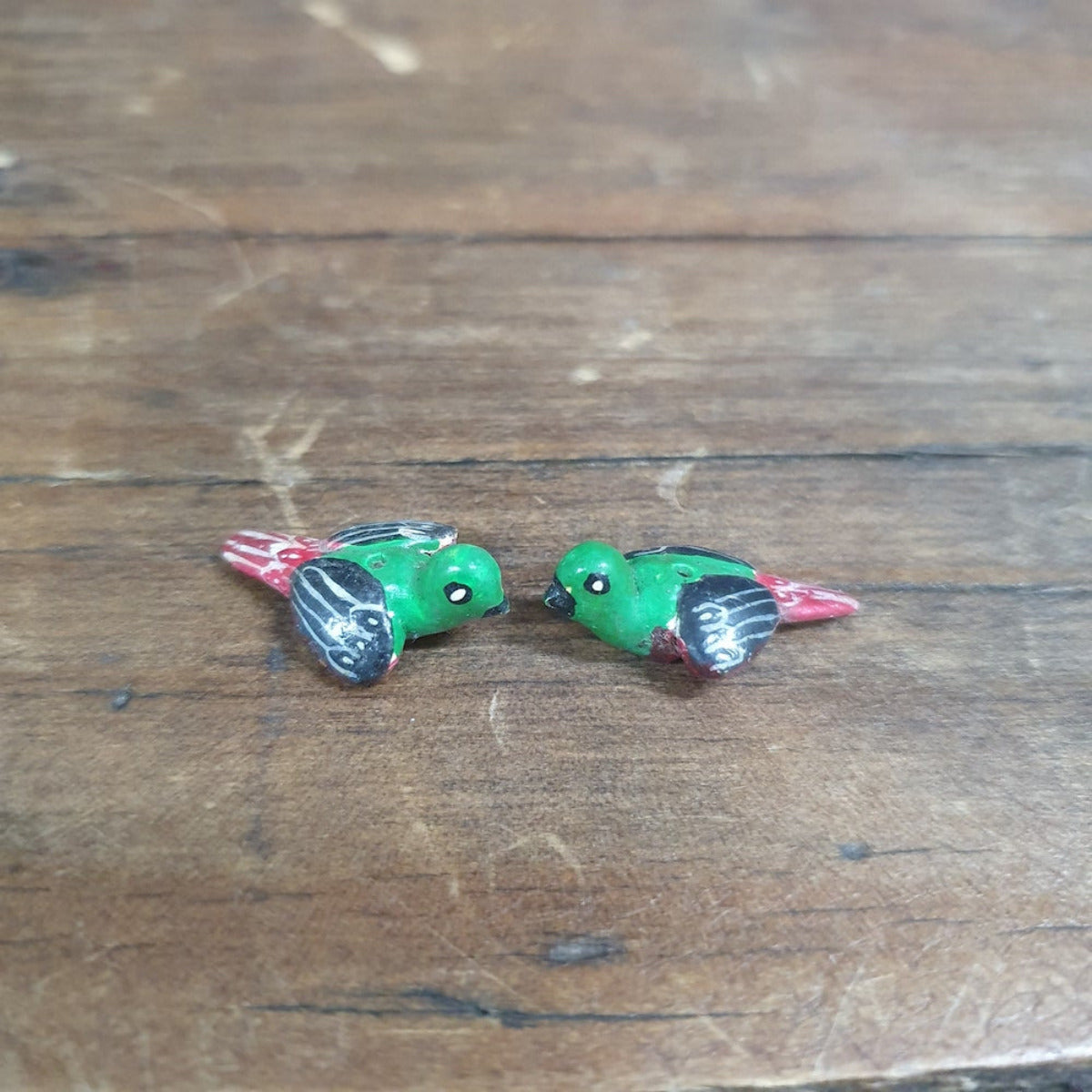 Rare Hand Made & Painted Clay Birds from Peru (2) #42