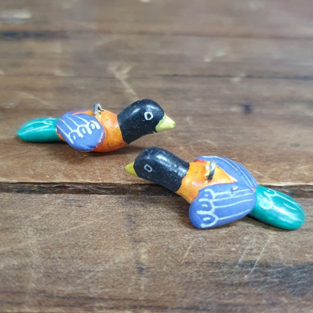 Rare Hand Made & Painted Clay Birds from Peru (2) #39