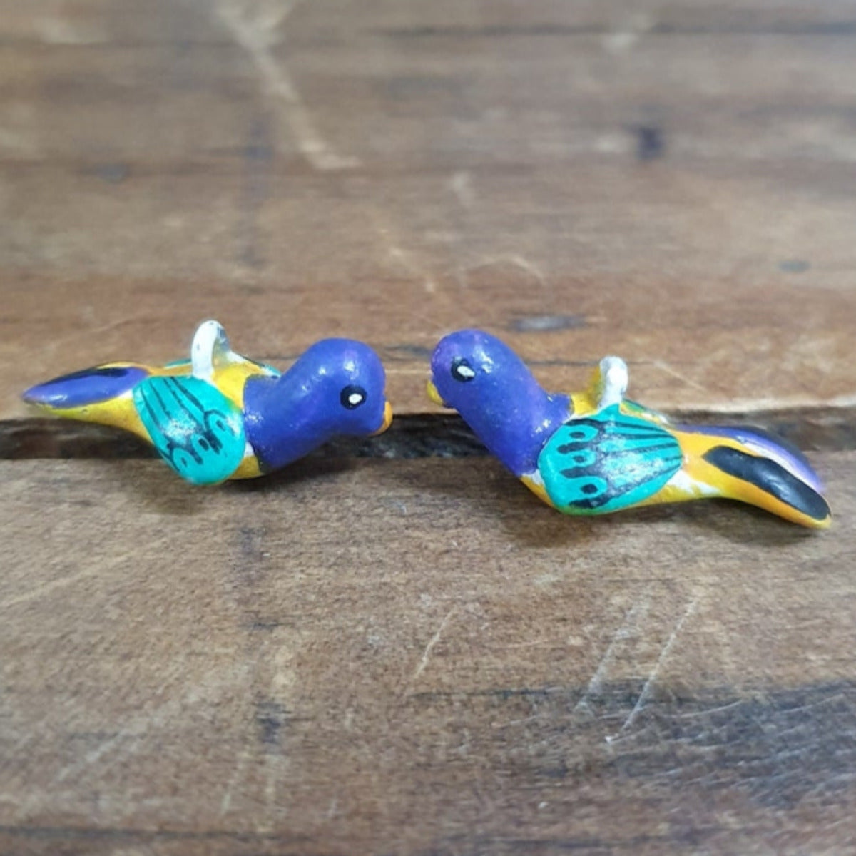 Rare Hand Made & Painted Clay Birds from Peru (2) #38