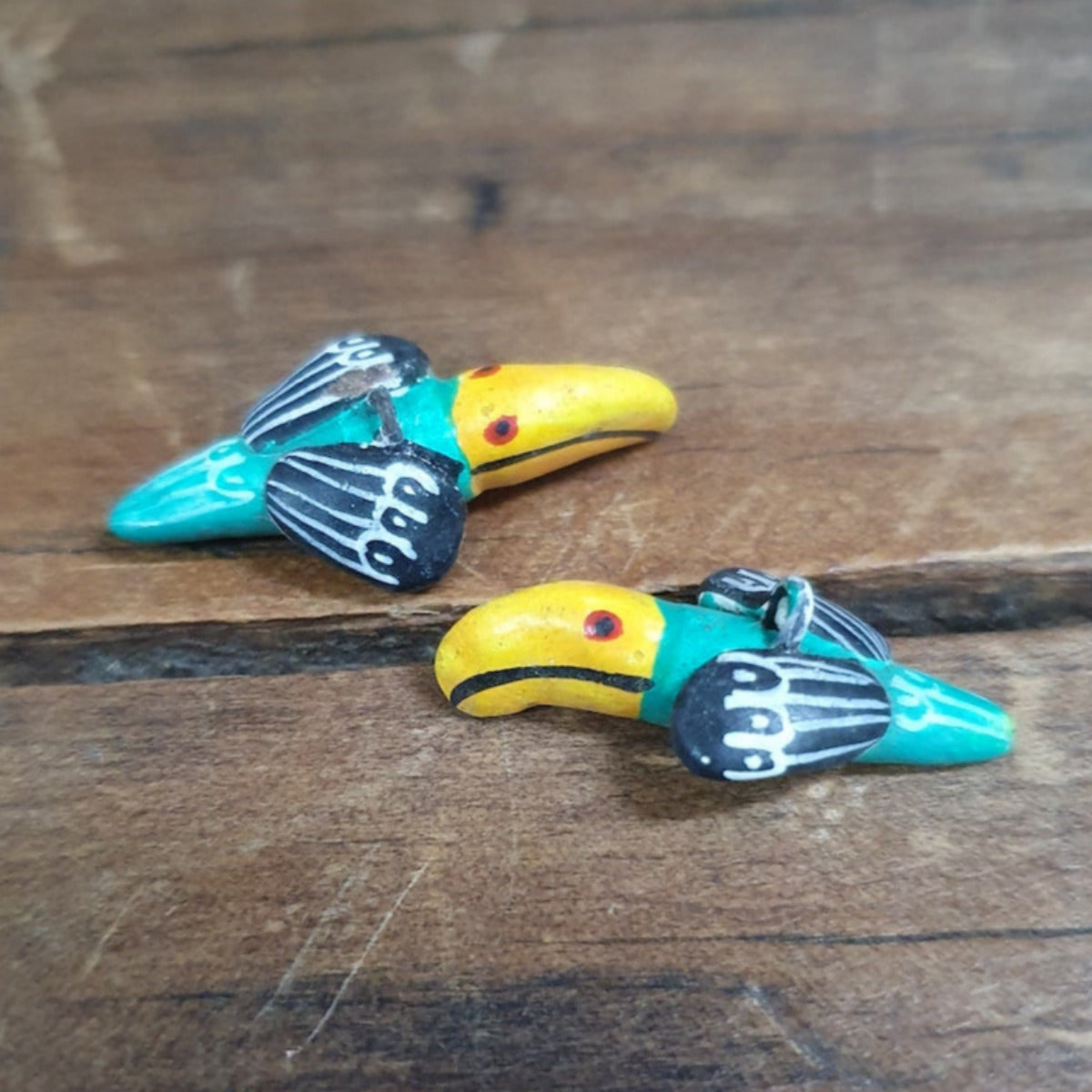 Rare Hand Made & Painted Clay Birds from Peru (2) #31 - Toucan
