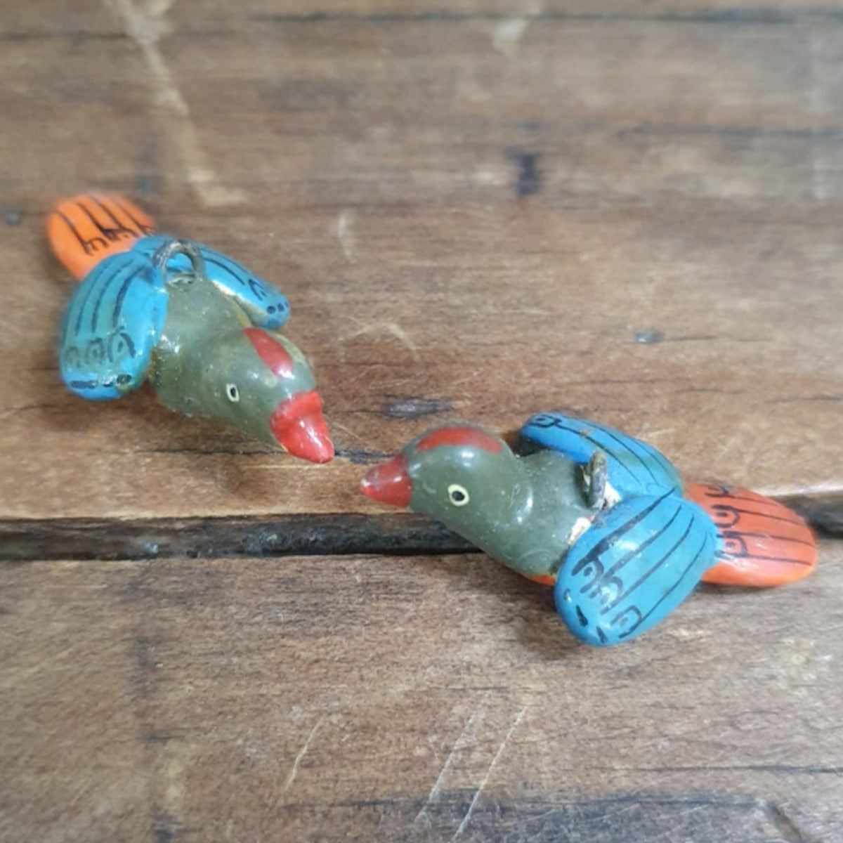 Rare Hand Made & Painted Clay Birds from Peru (2) #40