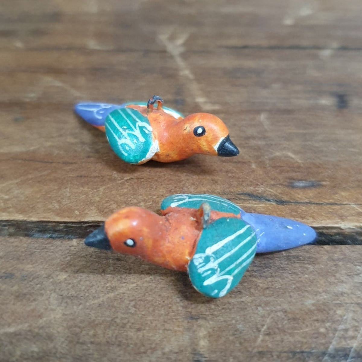 Rare Hand Made & Painted Clay Birds from Peru (2) #36