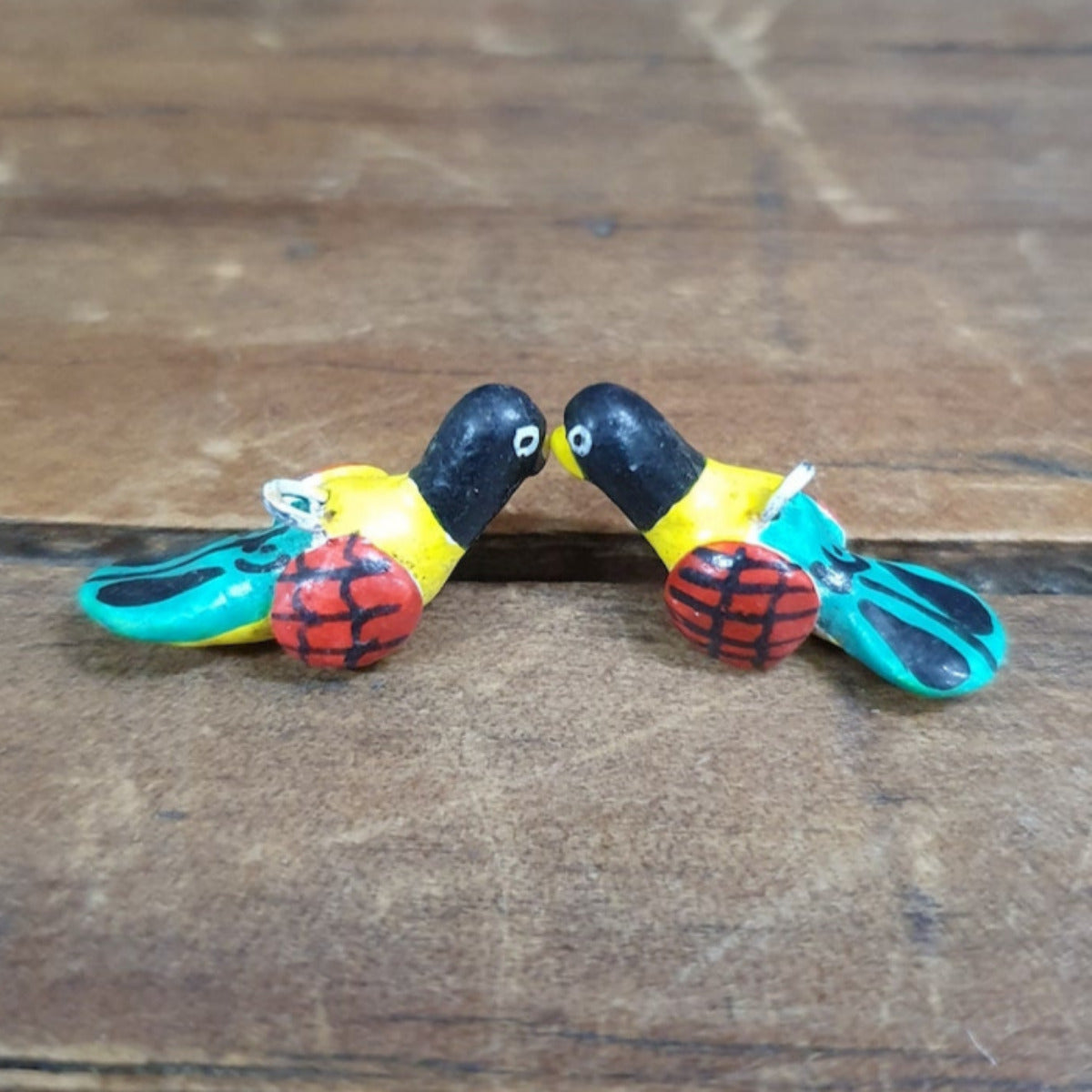 Rare Hand Made & Painted Clay Birds from Peru (2) #30