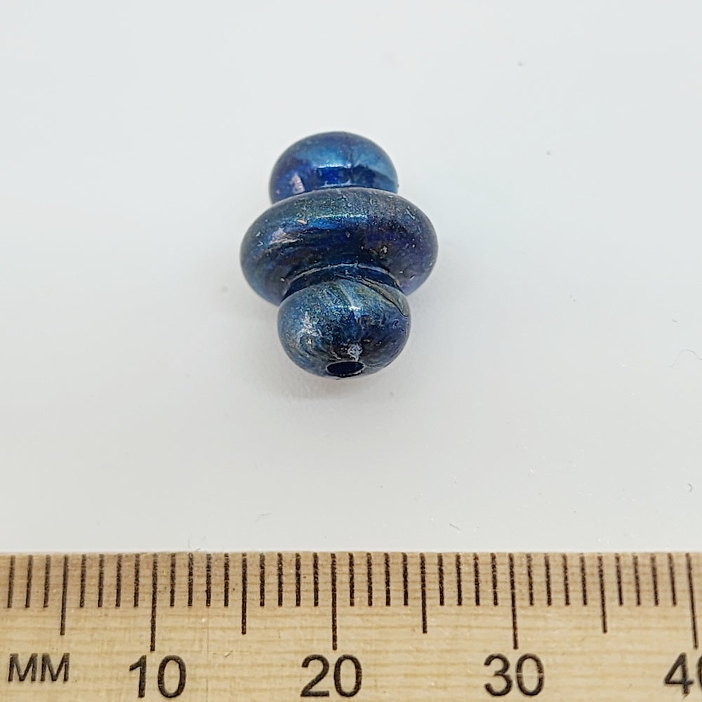 15x12mm Spindle (50) - Blue - Vintage Metallic Marbled Effect Beads