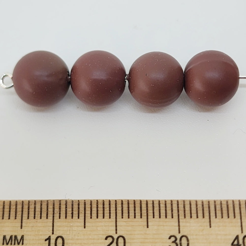 10mm Round (50) - Chocolate - Pottery Look Lucite Beads - Matte