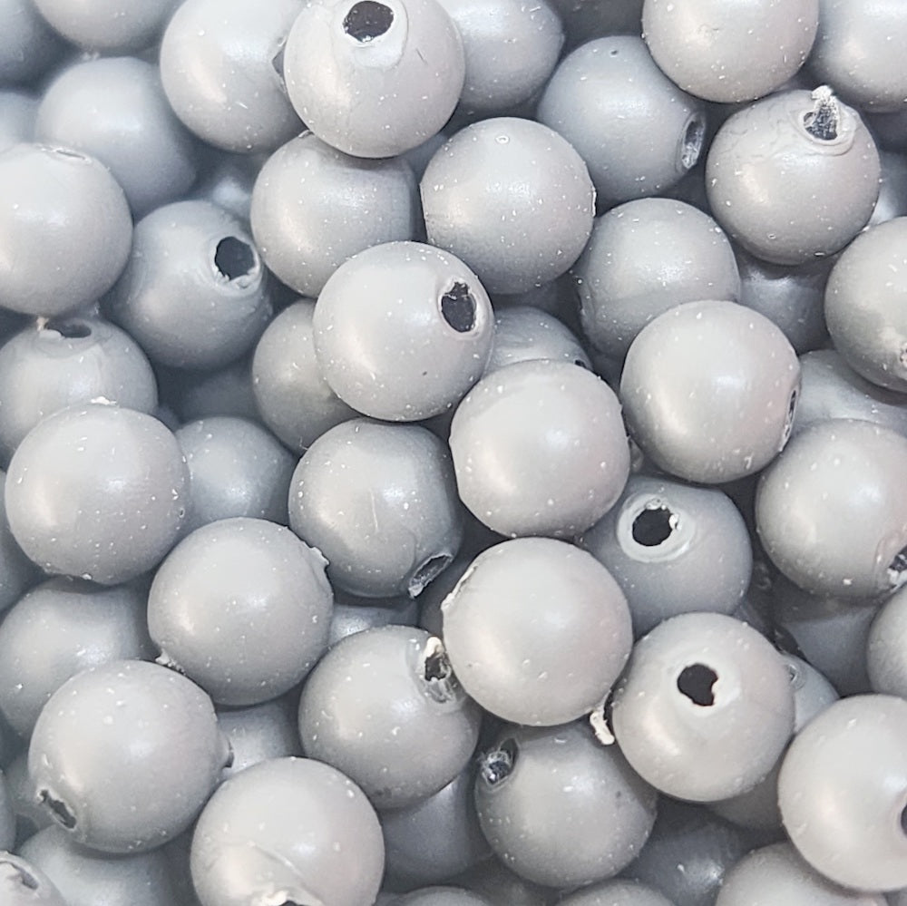 6mm Round (100) - Dark Grey - Pottery Look Lucite Beads - Matte