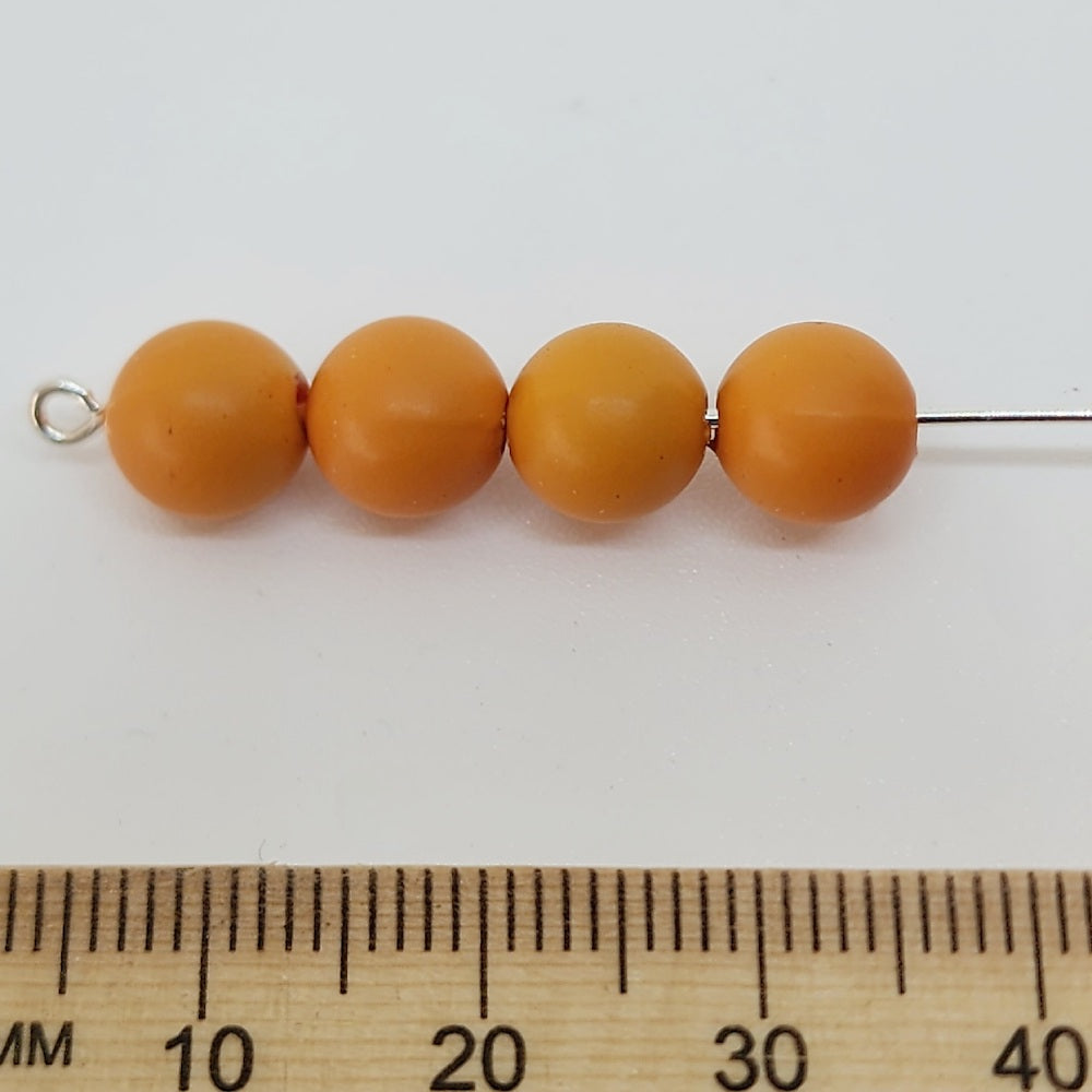 8mm Round (50) - Pumpkin - Pottery Look Lucite Beads - Matte
