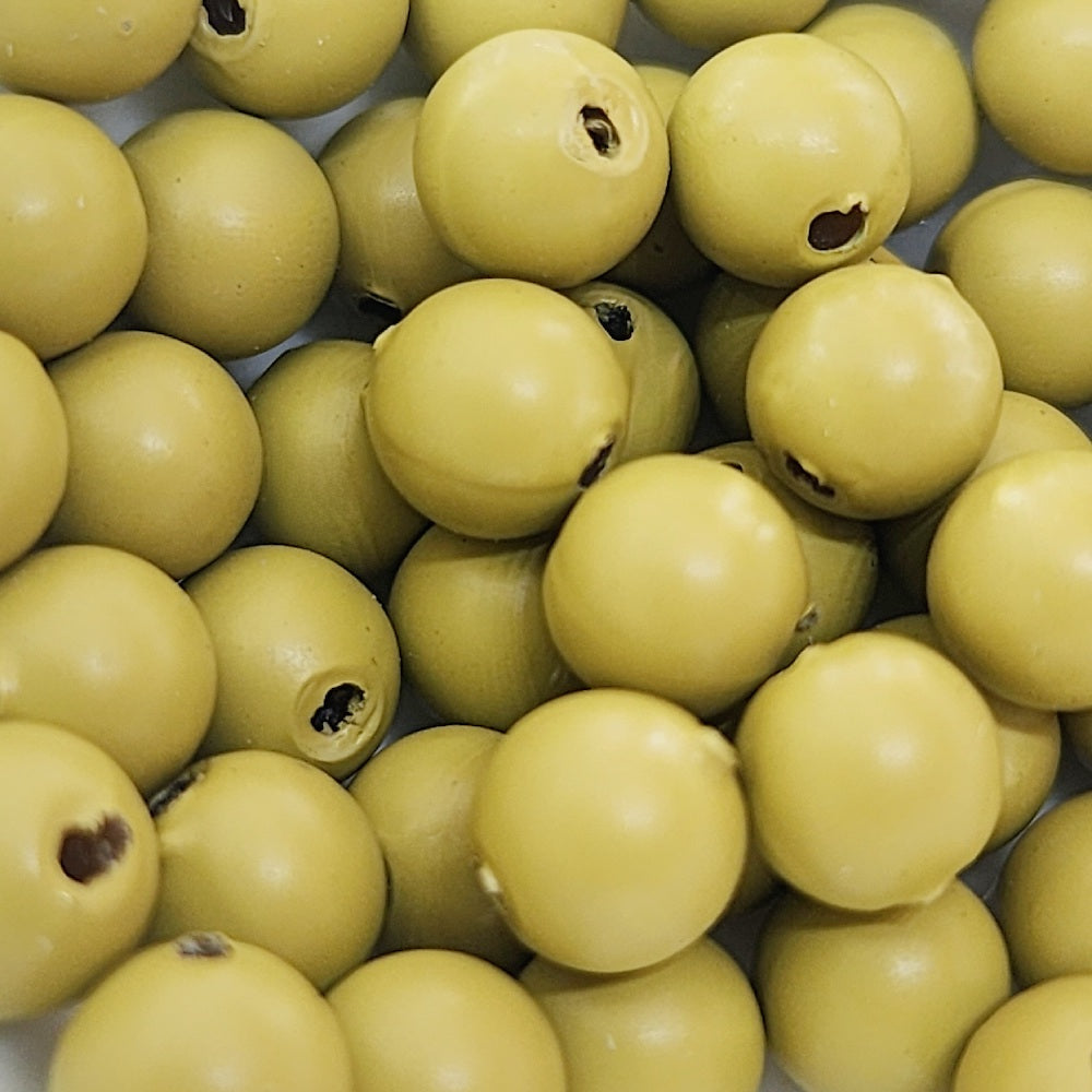 6mm Round (100) - Khaki Green - Pottery Look Lucite Beads - Matte