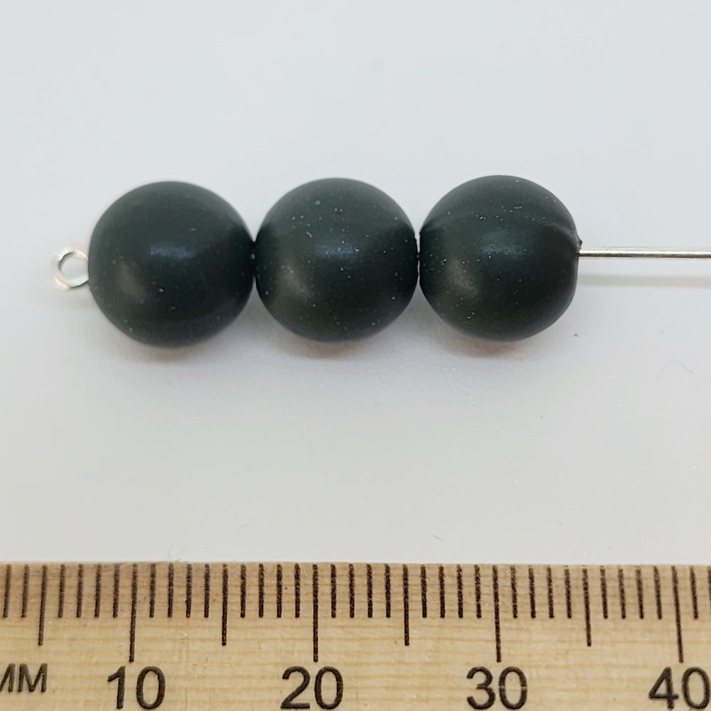 10mm Round (50) - Dark Green - Pottery Look Lucite Beads - Matte