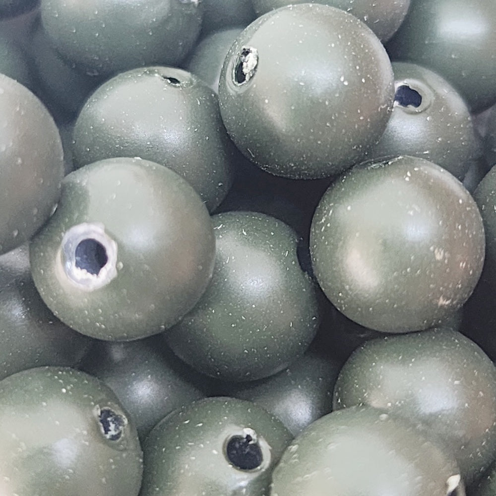 10mm Round (50) - Dark Green - Pottery Look Lucite Beads - Matte