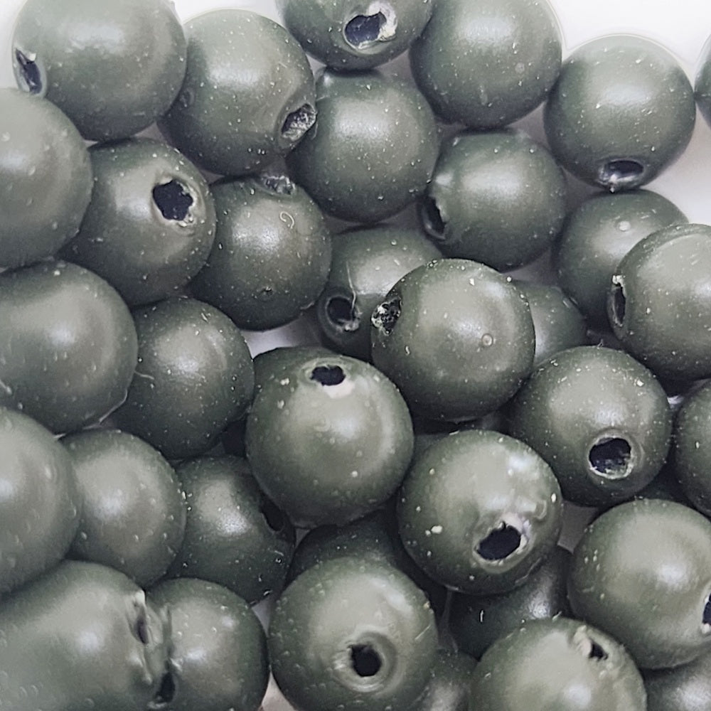 6mm Round (100) - Dark Green - Pottery Look Lucite Beads - Matte
