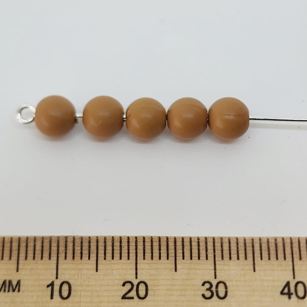 6mm Round (100) - Brown - Pottery Look Lucite Beads - Matte