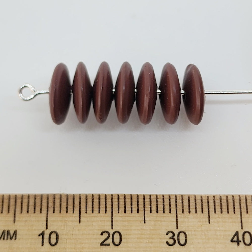 3x10mm Disc (50) - Chocolate - Pottery Look Lucite Beads - Matte