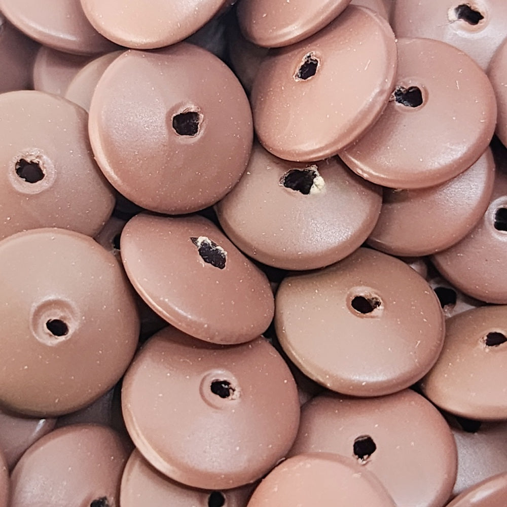 3x10mm Disc (50) - Chocolate - Pottery Look Lucite Beads - Matte