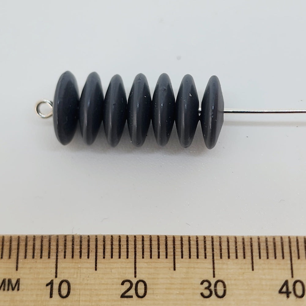 3x10mm Disc (50) - Dark Grey - Pottery Look Lucite Beads - Matte