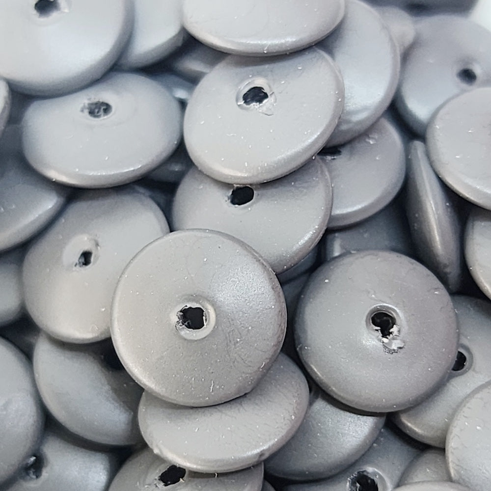 3x10mm Disc (50) - Dark Grey - Pottery Look Lucite Beads - Matte