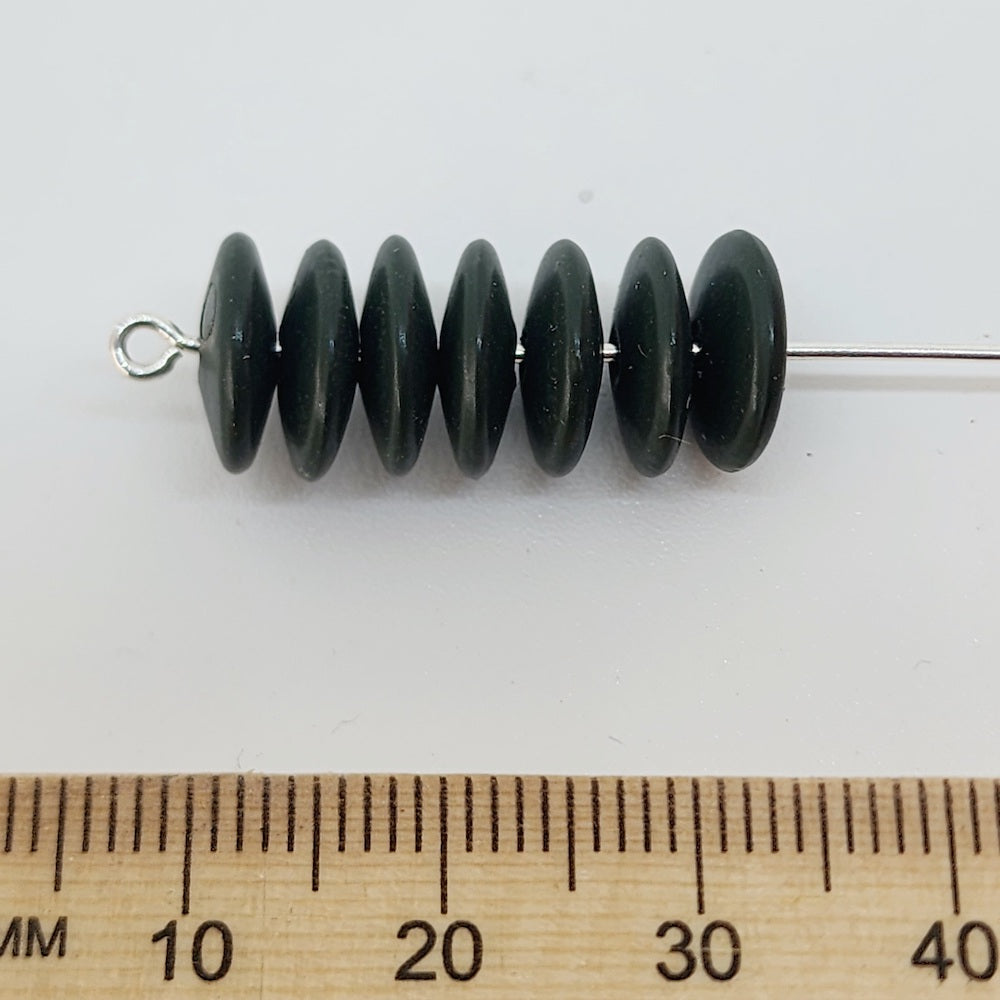 3x10mm Disc (50) - Dark Green - Pottery Look Lucite Beads - Matte