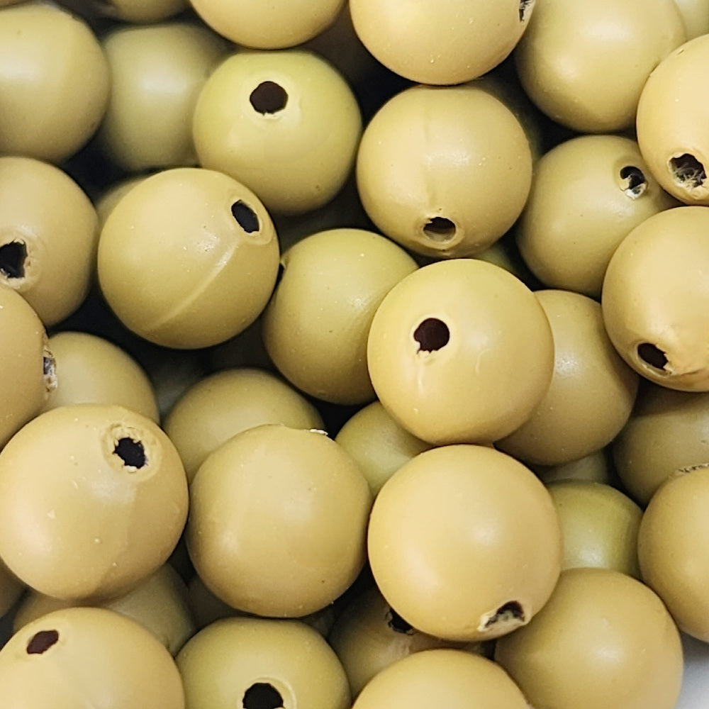 8mm Round (50) - Khaki Green - Pottery Look Lucite Beads - Matte