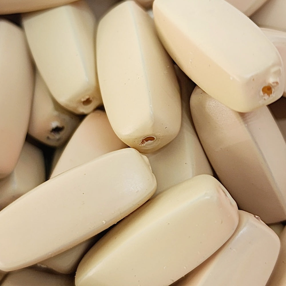 17x7mm Rectangle Tube (50) - Blush - Pottery Look Lucite Beads - Matte