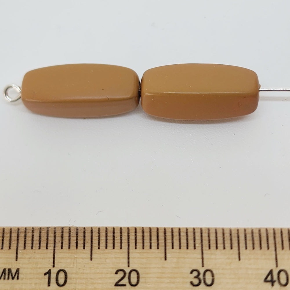 17x7mm Rectangle Tube (50) - Brown - Pottery Look Lucite Beads - Matte