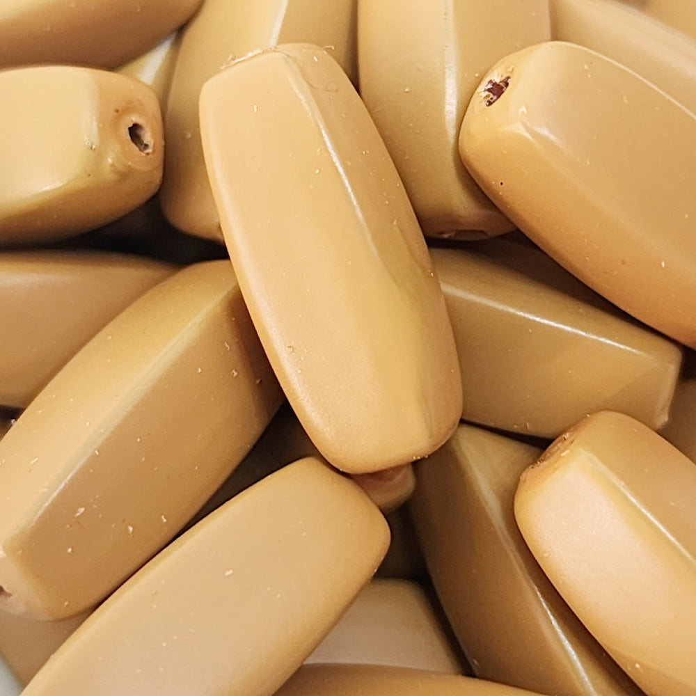 17x7mm Rectangle Tube (50) - Brown - Pottery Look Lucite Beads - Matte