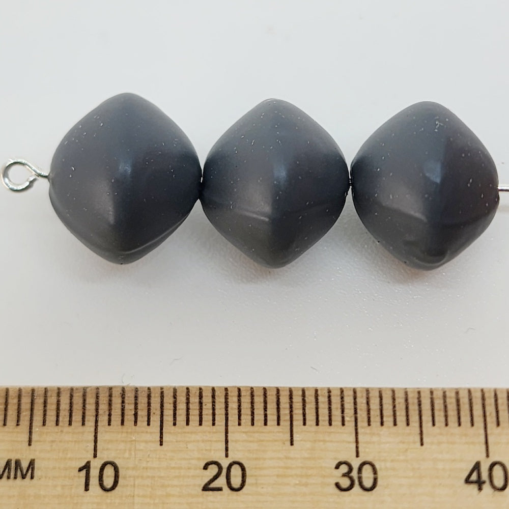 12x14mm Rondelle (50) - Dark Grey - Pottery Look Lucite Beads - Matte