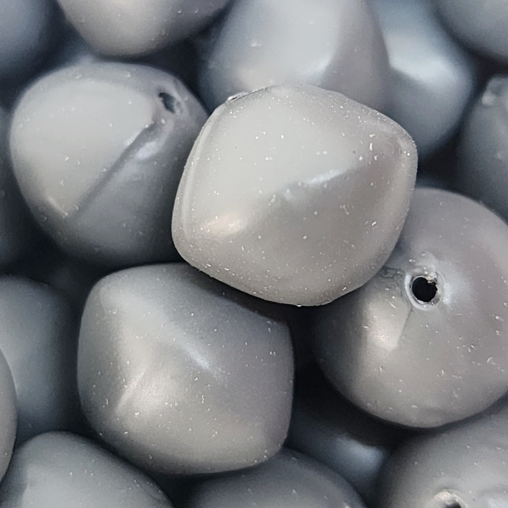 12x14mm Rondelle (50) - Dark Grey - Pottery Look Lucite Beads - Matte