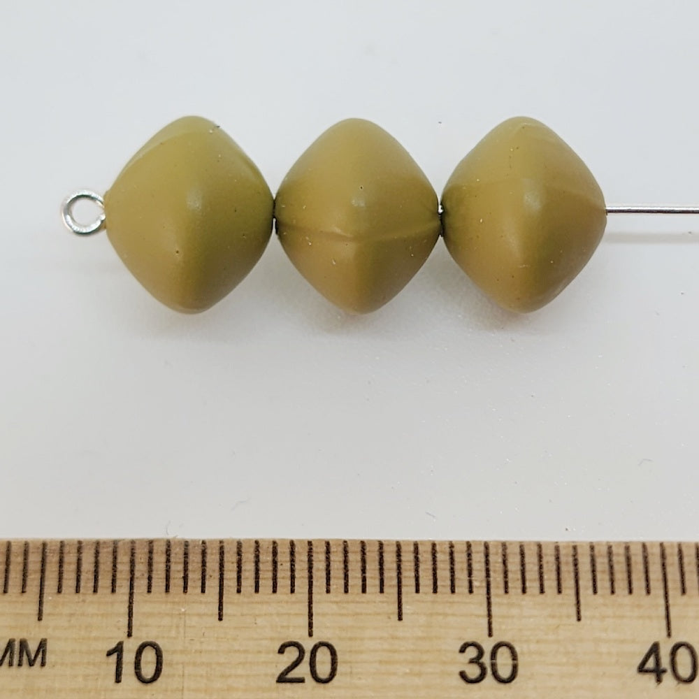 10x12mm Rondelle (50) - Khaki Green - Pottery Look Lucite Beads - Matte