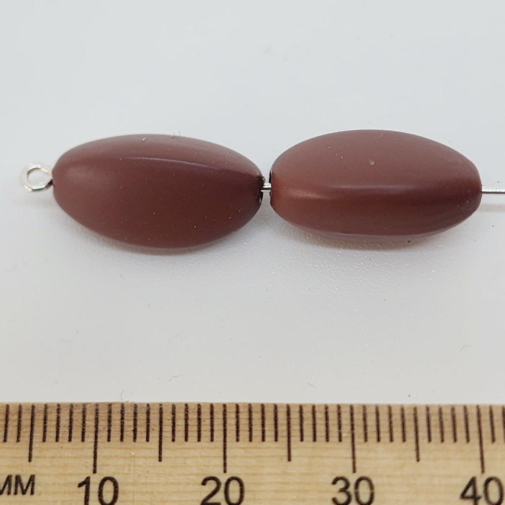 18x10mm Pinched Oval (50) - Chocolate - Pottery Look Lucite Beads - Matte