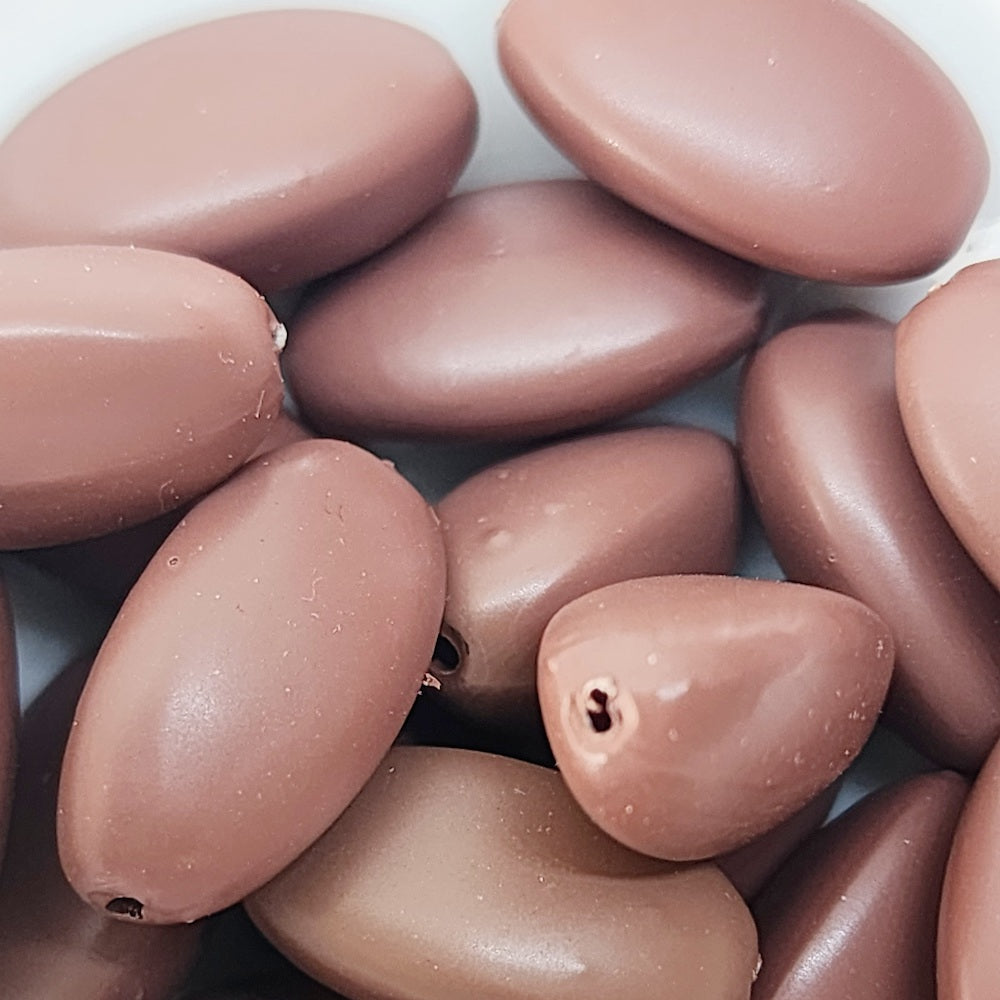 18x10mm Pinched Oval (50) - Chocolate - Pottery Look Lucite Beads - Matte