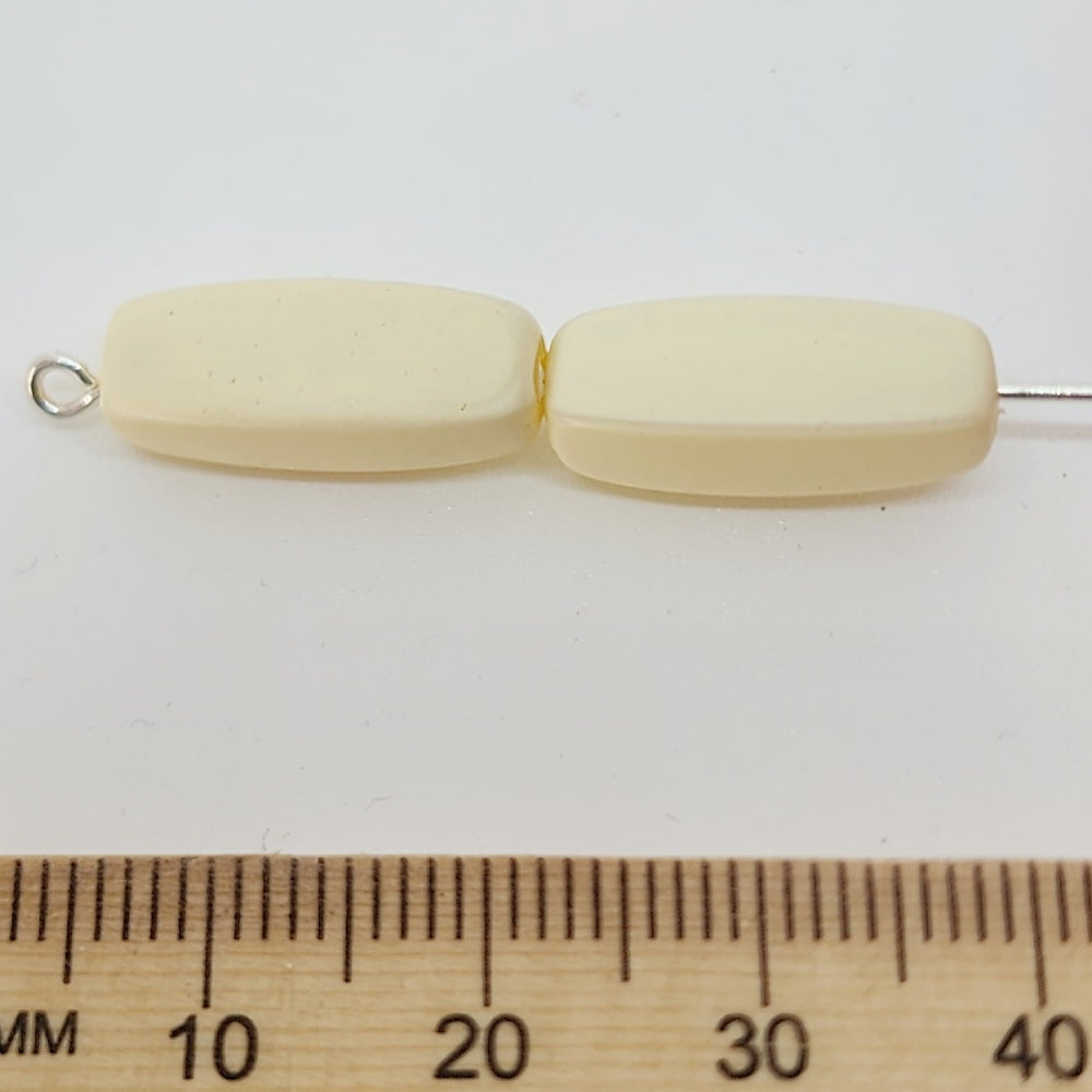 17x7mm Rectangle Tube (50) - Light Cream - Pottery Look Lucite Beads - Matte