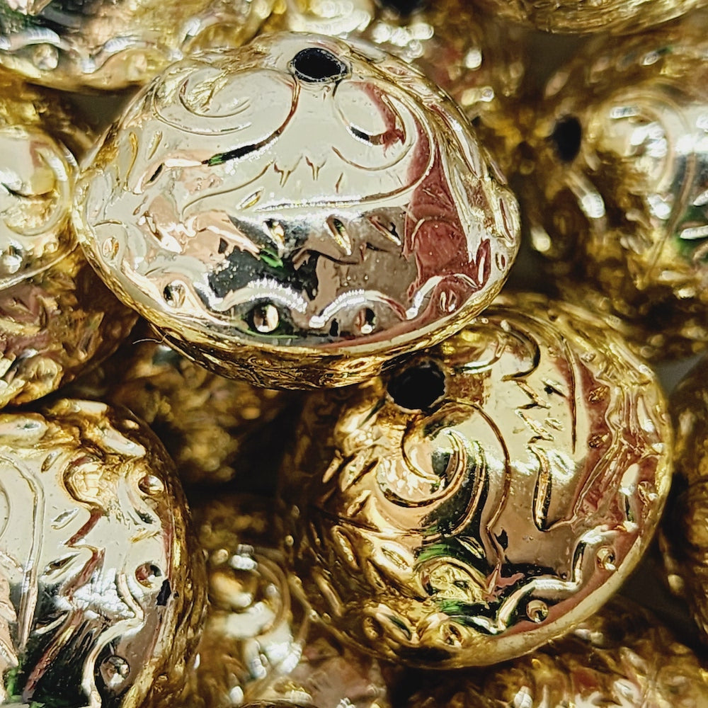 13.5x18mm UFO (10) - Gold - Vintage Metalised Beads