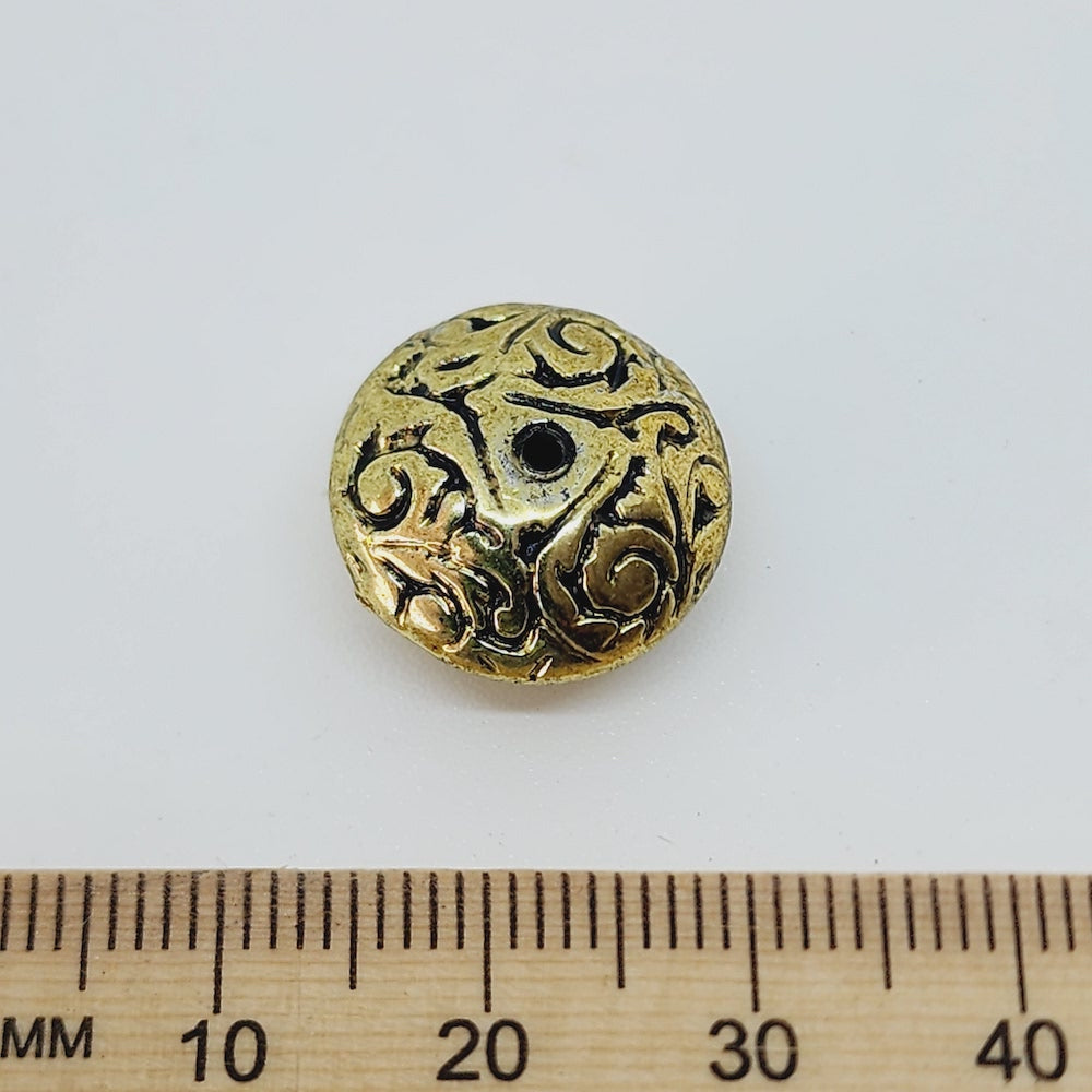 8x16mm UFO (10) - Gold - Vintage Metalised Beads