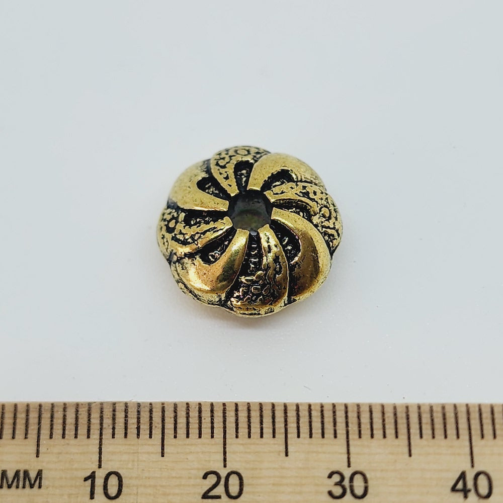 16x9mm UFO (10) - Antique Gold - Vintage Metalised Beads
