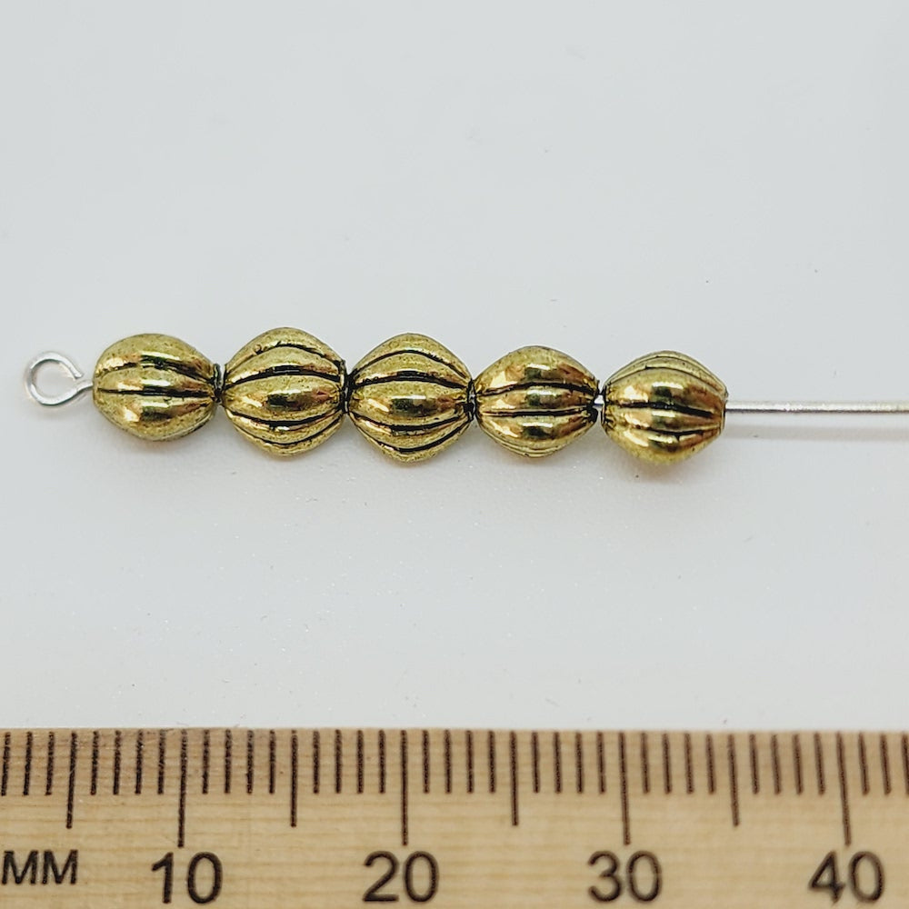 6mm Onion (50) - Antique Gold - Vintage Metalised Beads