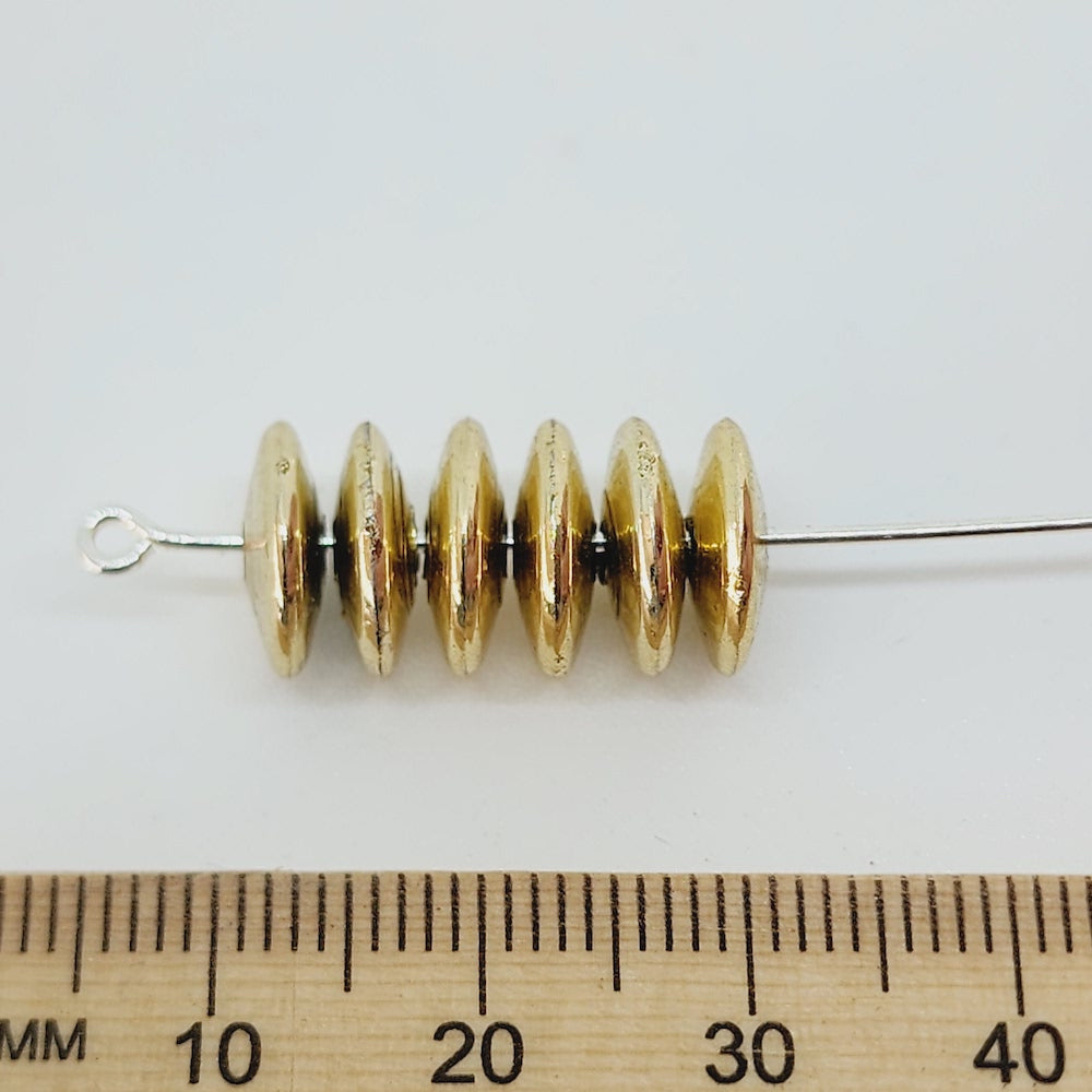 3x10mm Disc (50) - Gold - Vintage Metalised Beads