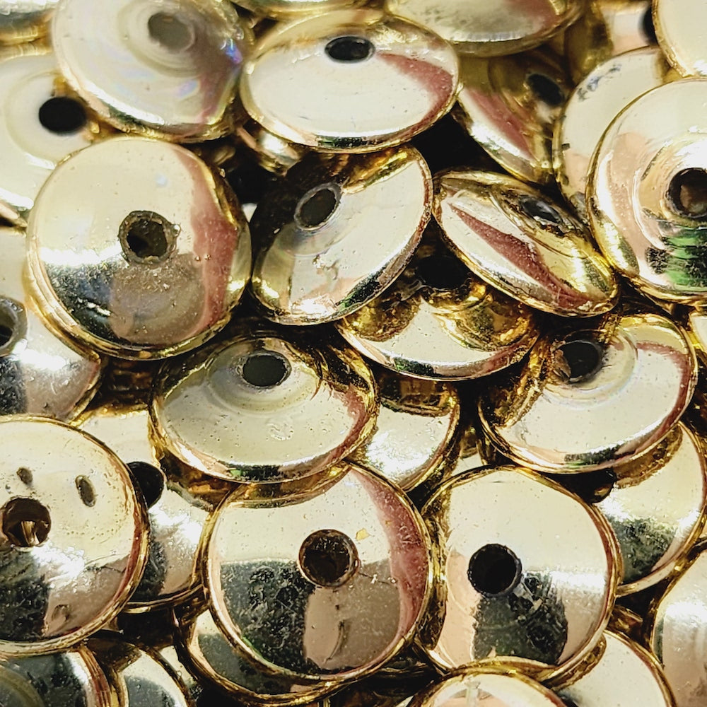 3x10mm Disc (50) - Gold - Vintage Metalised Beads