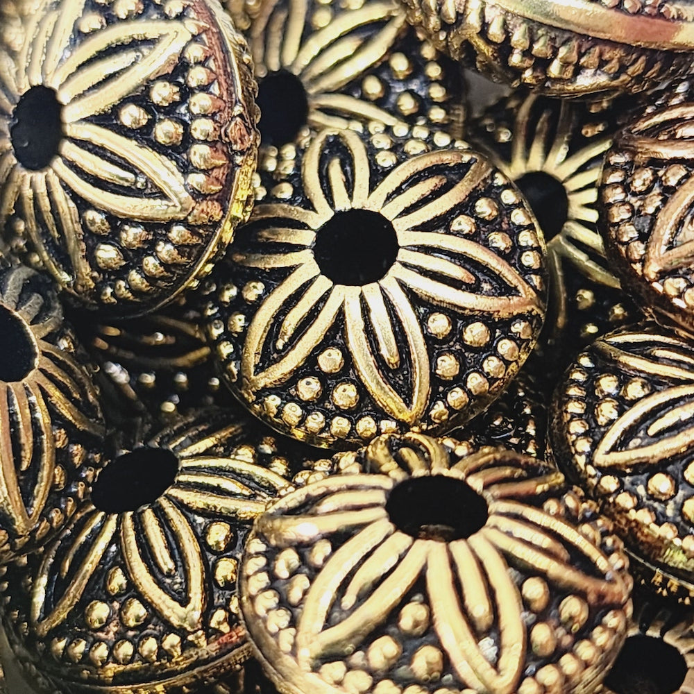 17x9mm UFO (10) - Antique Gold - Vintage Metalised Beads