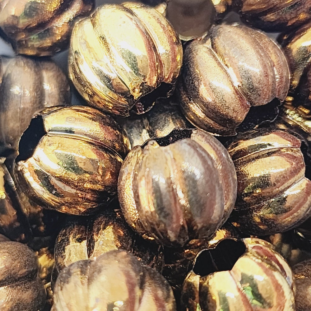 11mm Onion (25) - Antique Gold - Vintage Metalised Beads