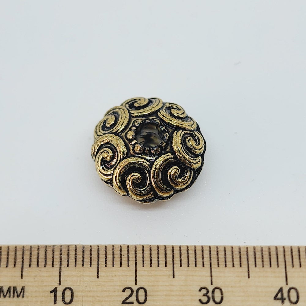 6x19mm Rondelle (10) - Antique Gold - Vintage Metalised Beads