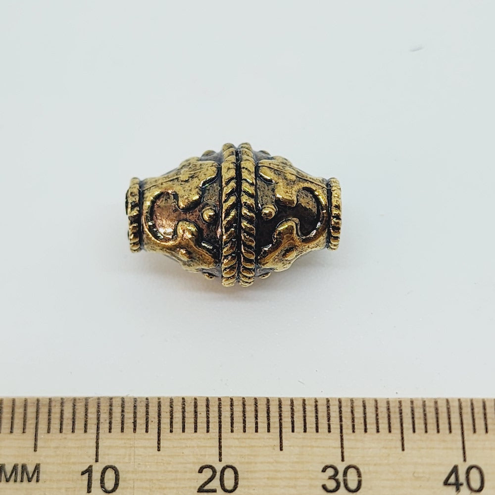 18x12 Bicone (10) - Antique Gold - Vintage Metalised Beads