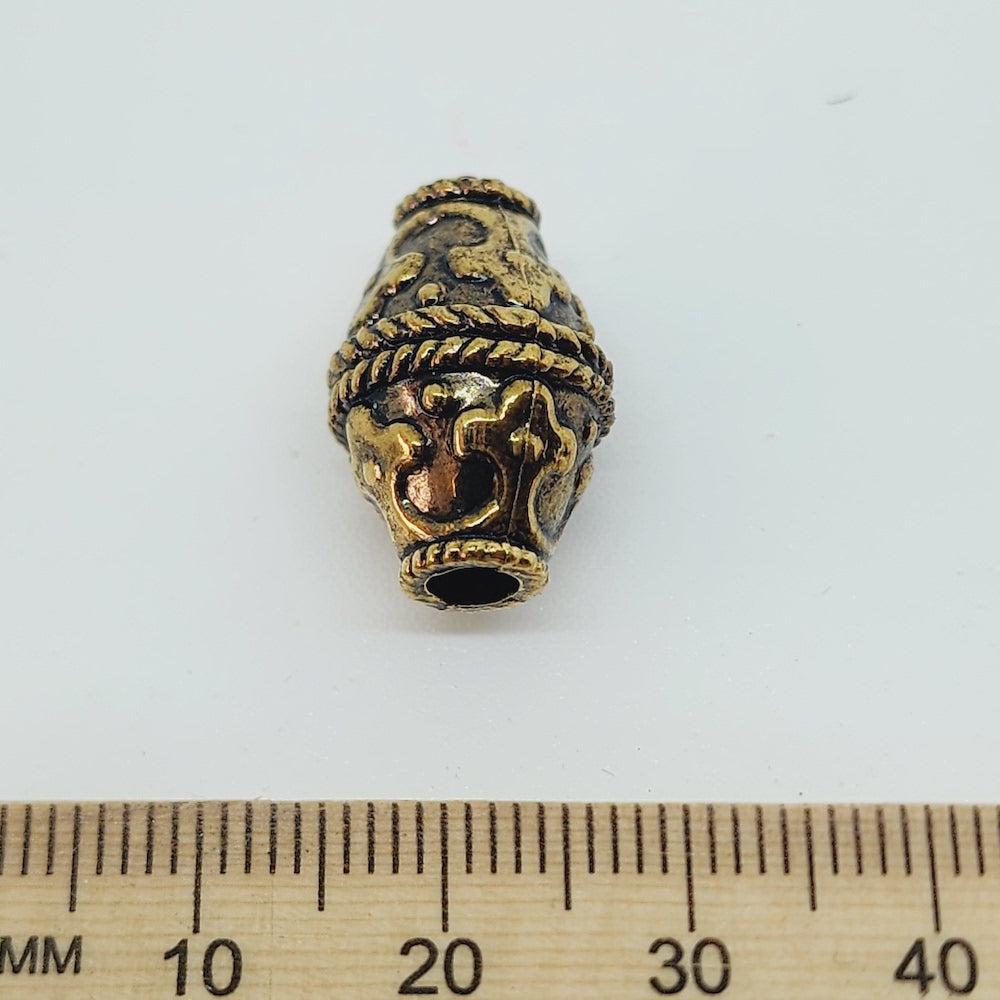 18x12 Bicone (10) - Antique Gold - Vintage Metalised Beads