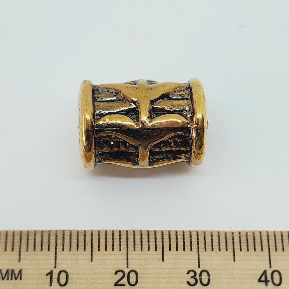 18x13mm Tube (10) - Antique Gold - Vintage Metalised Beads
