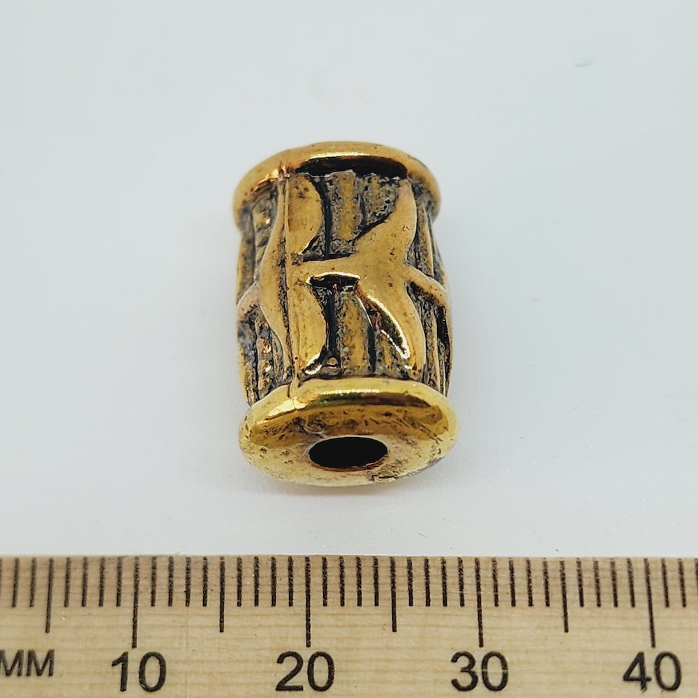 18x13mm Tube (10) - Antique Gold - Vintage Metalised Beads