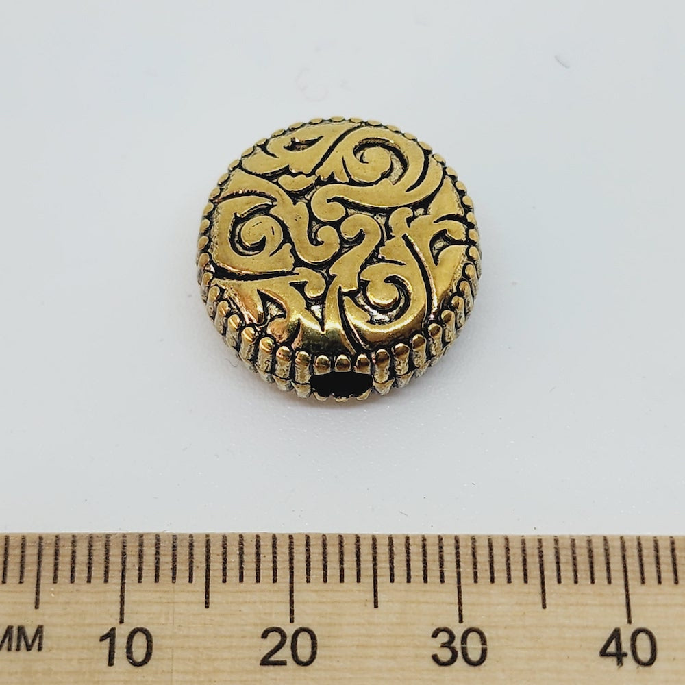 18x9mm Coin (10) - Antique Gold - Vintage Metalised Beads