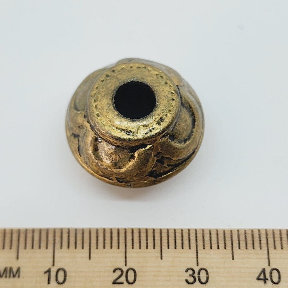 15x19mm Rondelle (10) - Ancient Gold - Moroccan Style Vintage Beads