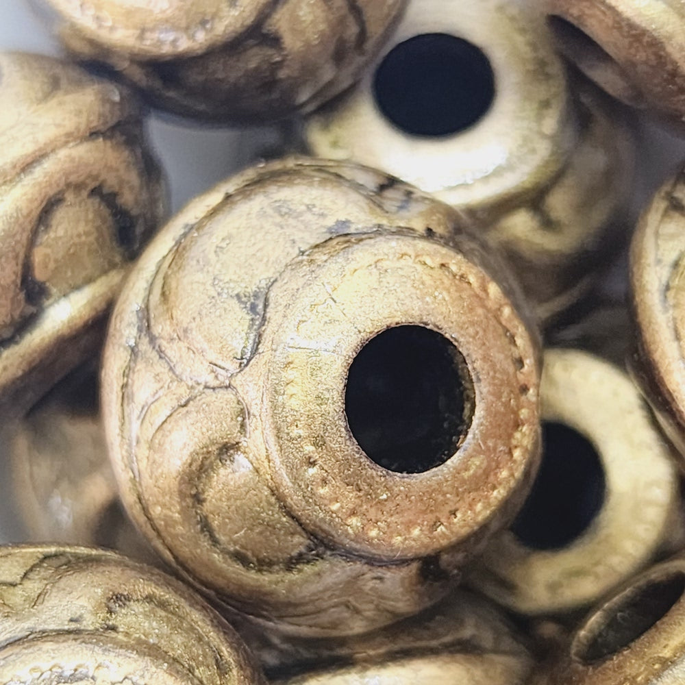 15x19mm Rondelle (10) - Ancient Gold - Moroccan Style Vintage Beads