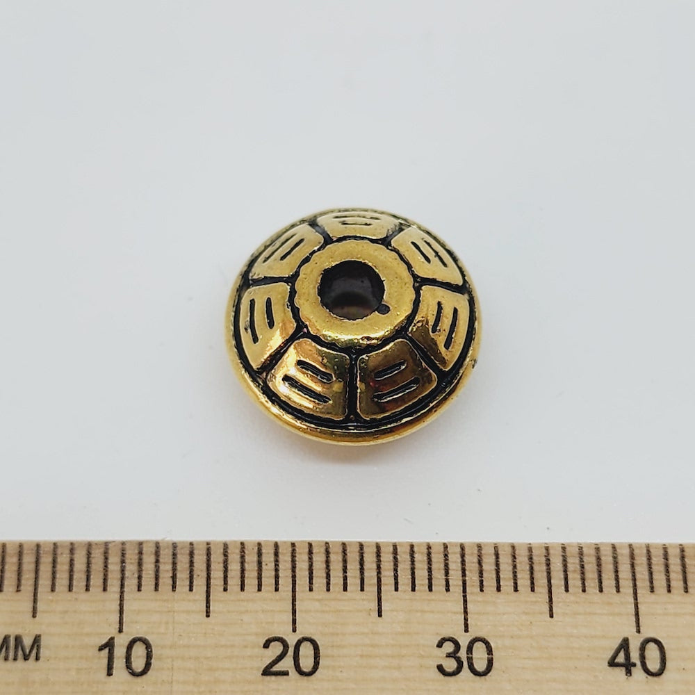 16x10mm UFO (10) - Antique Gold - Vintage Metalised Beads