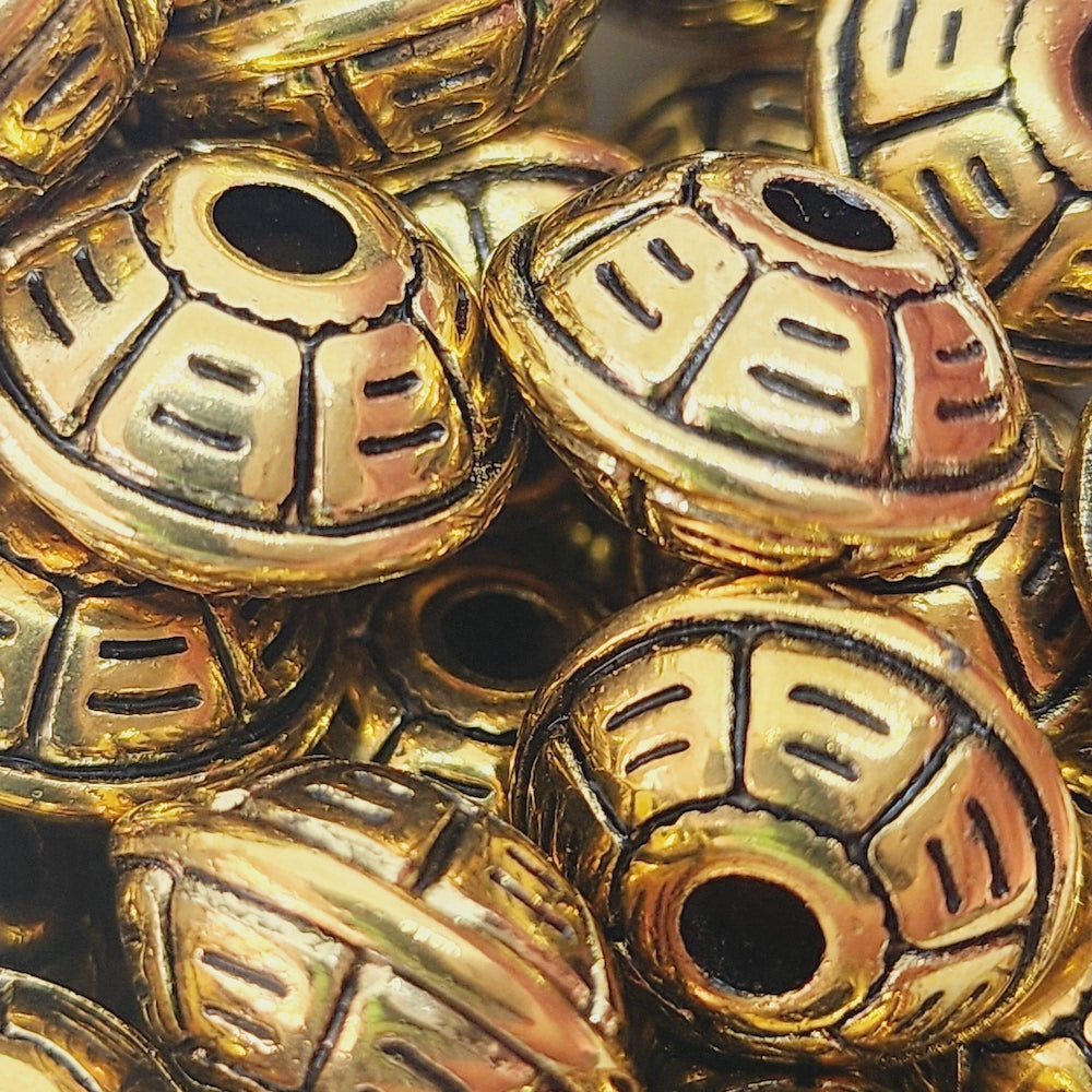 16x10mm UFO (10) - Antique Gold - Vintage Metalised Beads